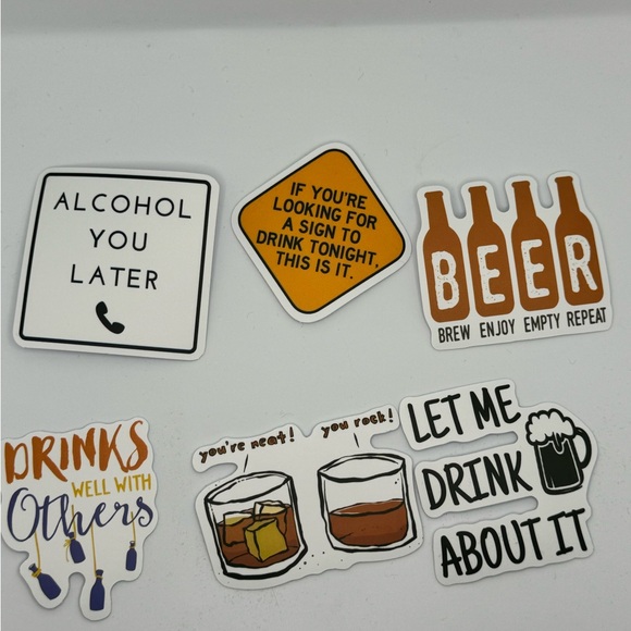 Assortment of 6 beer-centric stickers - Picture 1 of 1